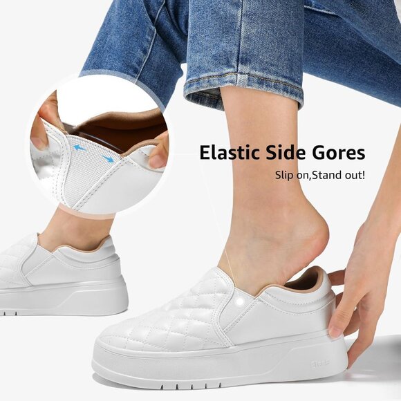 Brand New Women  Vanilla White Faux Leather Quilted Slip On Platform Loafers - Picture 5 of 9